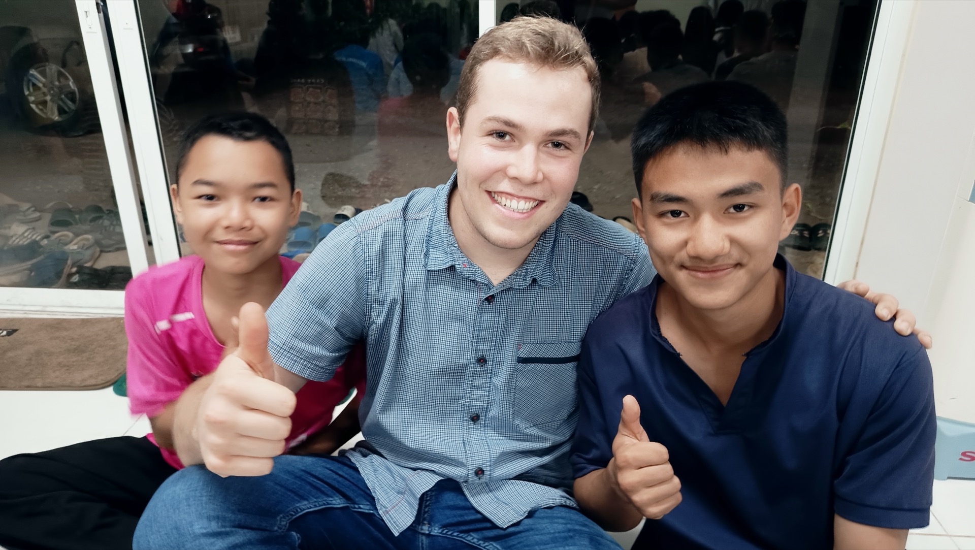 Jeremy with local students during DTS outreach